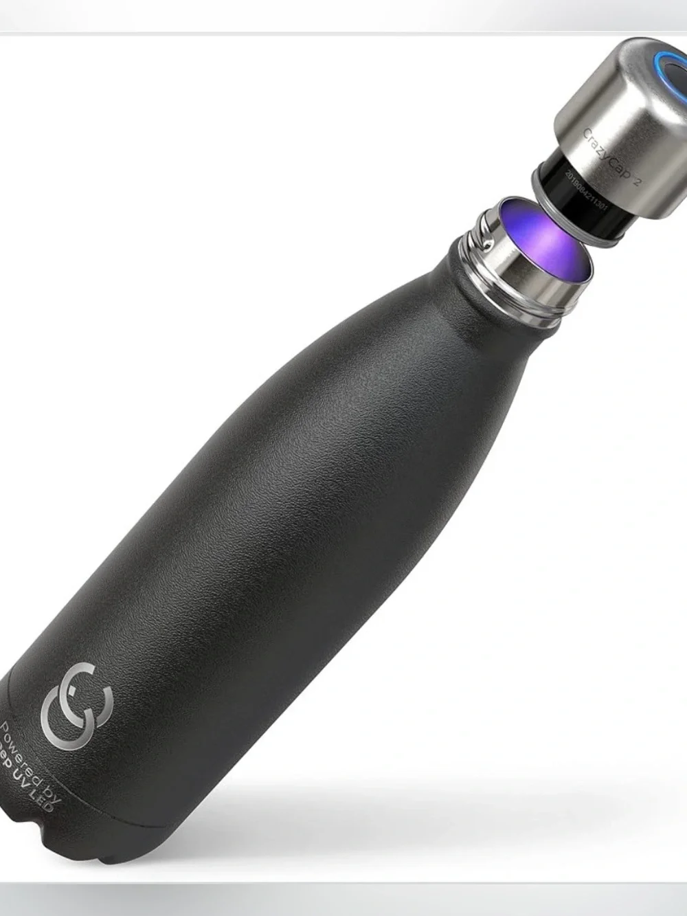 NEW CrazyCap by Microlyscs 17oz UV-C LED Self-Cleaning Purifying Water Bottle -